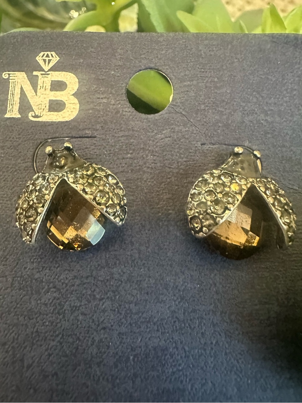 NWT Noblesse Collection Smoky Crystal Pavé Ladybug Stud Earrings
